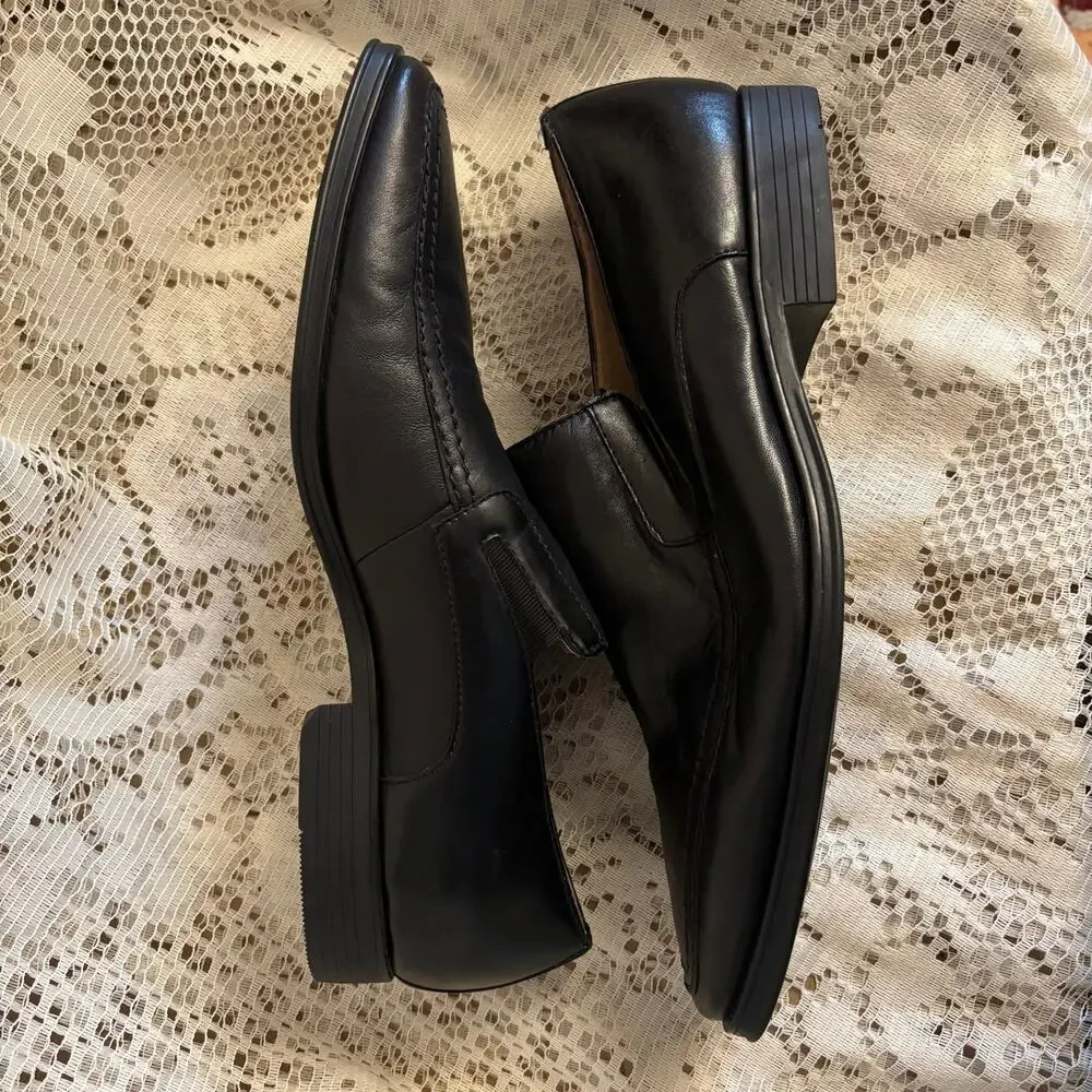 Joseph Abboud Men's US 10.5 D Black Leather Loafers Shoes